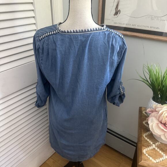 KENNETH COLE REACTION Womens Dress Medium Blue Chambray Shift Boho Casual Chic - Picture 6 of 14